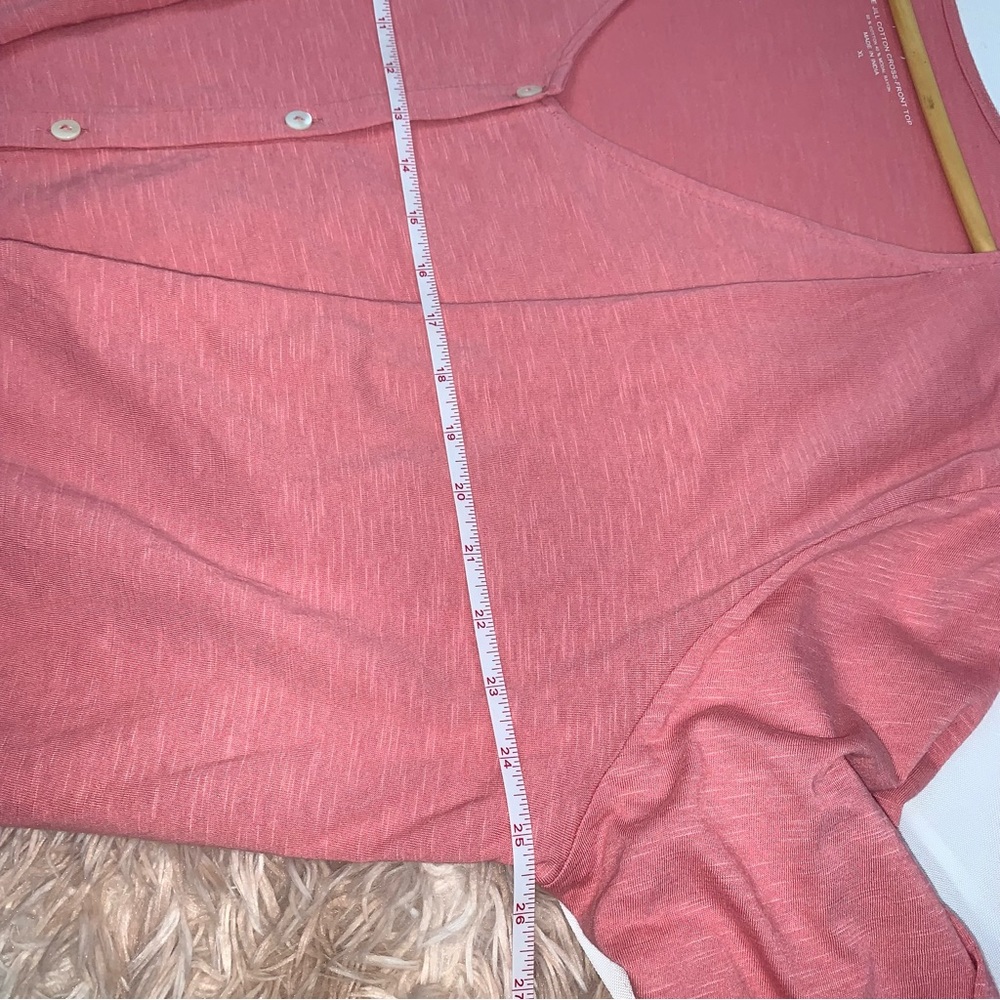 J. Jill Pure Jill Cotton Cross Front Blouse Pink - Picture 6 of 8